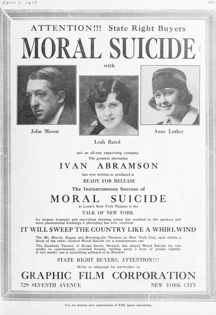 Moral Suicide (1918) Poster