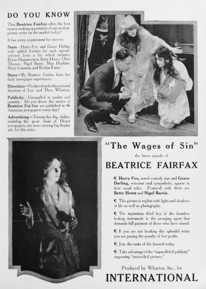 Beatrice Fairfax Episode 11: The Wages Of Sin (1916) Poster