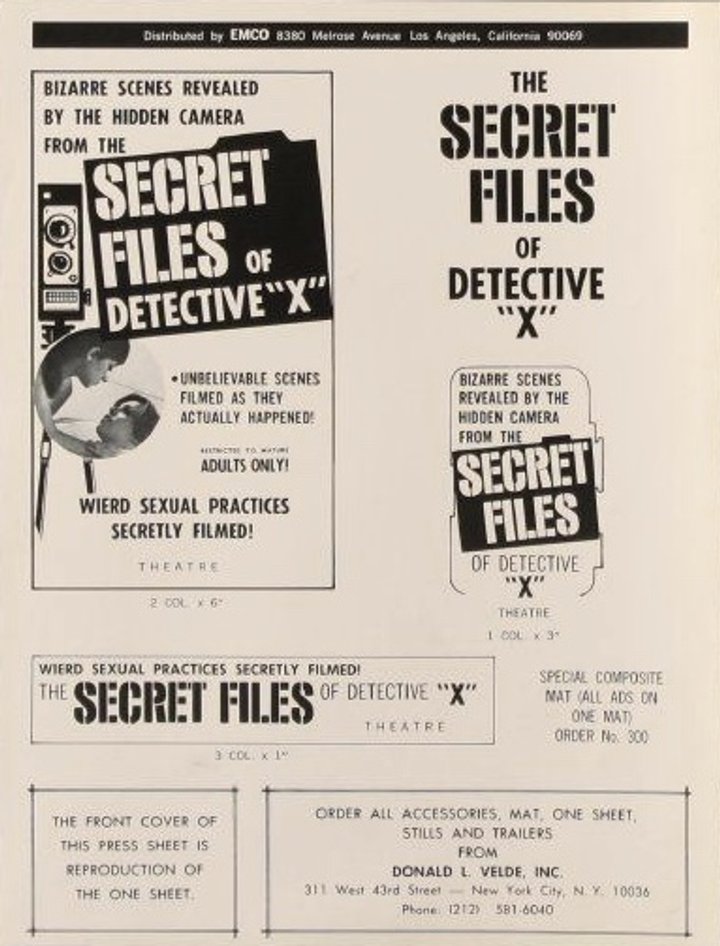 The Secret Files Of Detective 'x' (1968) Poster