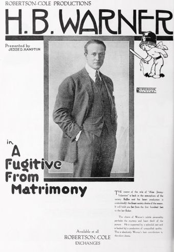 a fugitive from matrimony 1919 poster