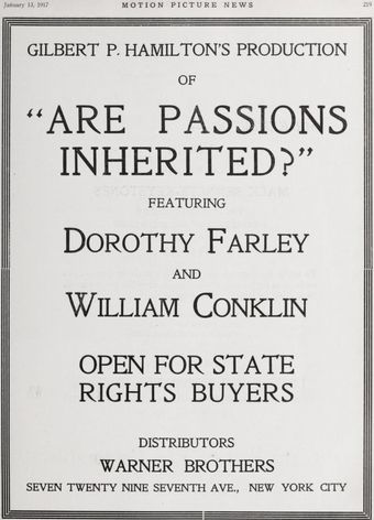 inherited passions 1916 poster