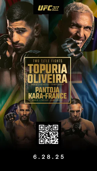 ufc 317: topuria vs oliveira in cosm shared reality 2025 poster