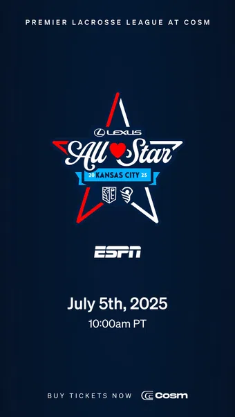 premier lacrosse league: all-star game in cosm shared reality 2025 poster