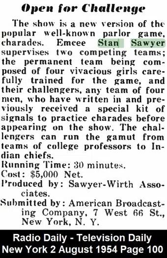 open for challenge 1954 poster
